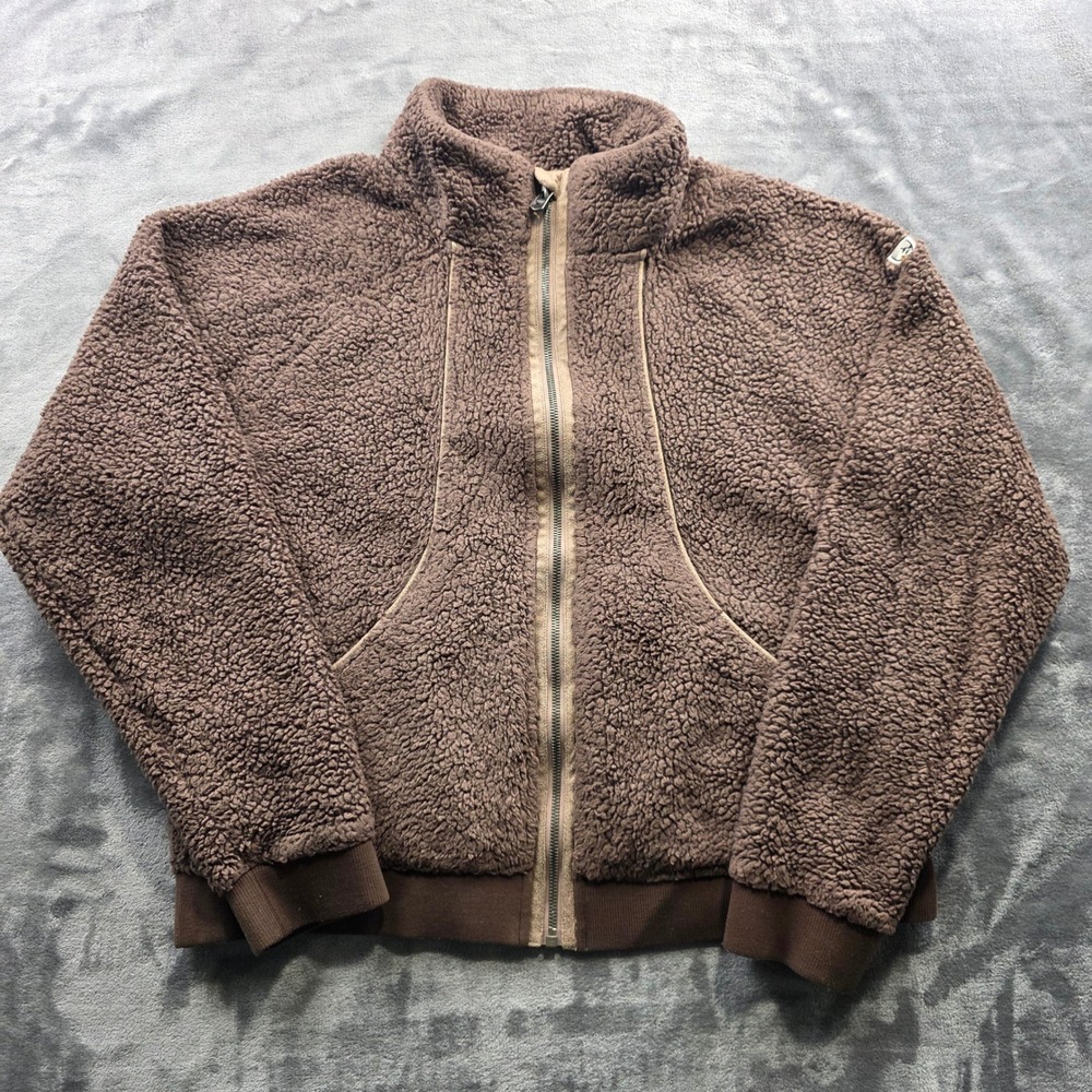 Kuhl Flight Fleece Jacket L Brown Womens Full Zip High Pile Hooded Soft Outdoor